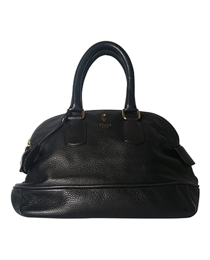 Celine Bowler Bag, &pound;150, Handbags, Black, Leather, Front view